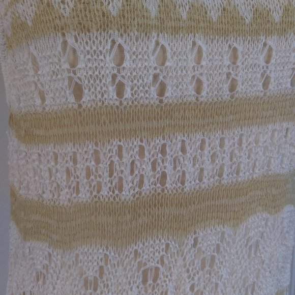 Flying Tomato | Fancy Knit Racerback Tan and White Tank | L | New - Picture 2 of 12